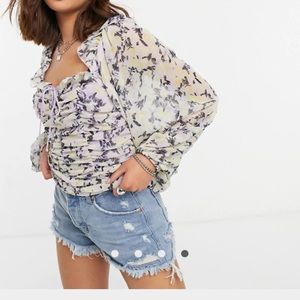 •FREE PEOPLE• mable print blouse. NWT!